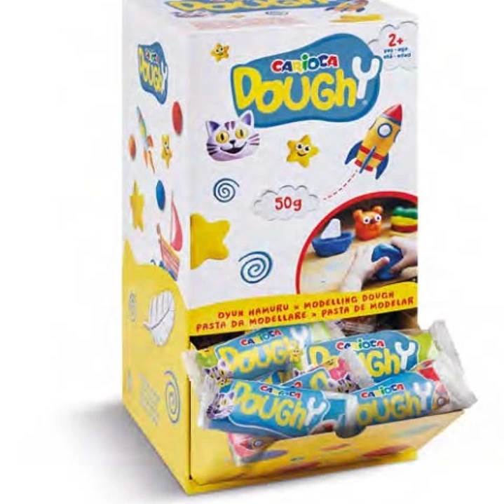 Carioca Doughy Expositor con 48 Paquetes de Pasta de Modelar 50gr - Blanda y Flexible - Facil de Amasar y Moldear - Ideal para Iniciacion al Modelaje  1