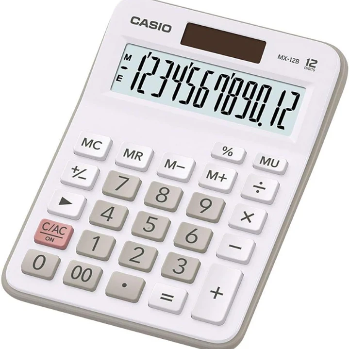 Casio MX-12B Calculadora de Escritorio Pequeña - Pantalla LCD de 12 Digitos - Solar y Pilas - Color Blanco 1