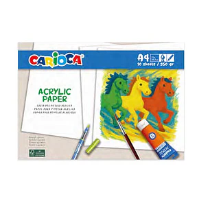 Carioca Acrylic Pack con 10 Hojas A4 para Rotuladores y Pintura Acrilica - Papel de 350gr - No Deja que los Colores Traspasen
