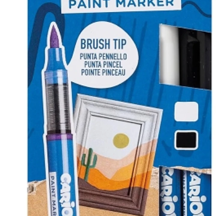 Carioca Acrylic Pack de 2 Marcadores de Pintura Acrilica - Punta Pincel - Tinta a Base de Agua - Alta Cobertura - Colores Blanco y Negro 1