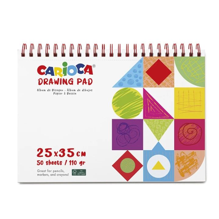 Carioca Cuaderno de Dibujo con 50 Hojas Precortadas 25x35cm - Papel de 110gr - No Traspasa la Tinta 1