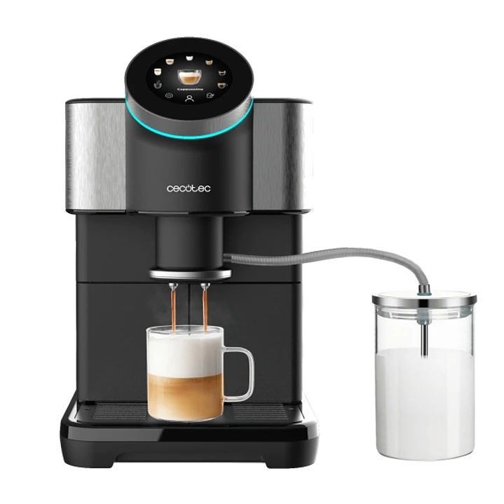 Cecotec Cremmaet Spin Cafetera Superautomatica - 1450W - Molinillo Ceramico - 19bar - Deposito 1.5L - Pantalla Tactil - Tanque de Leche 0.6L - Thermob 1