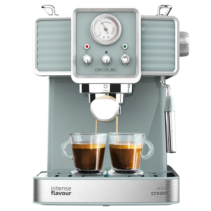 Cecotec Power Espresso 20 Tradizionale Cafetera Espresso - 1350W - 20bar - Manometro - Vaporizador Orientable - Capacidad 1.5L - Estilo Vintage - Acer 1