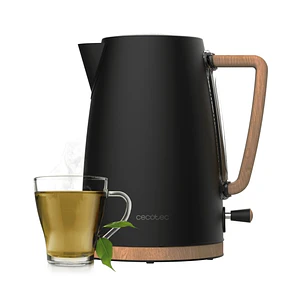 Cecotec ThermoSense 200 Woody Hervidor de Agua - 2200W - Capacidad de 1.7L - Acero Inoxidable - Filtro Antical - Base 360º - Ventana de Visualizacion 