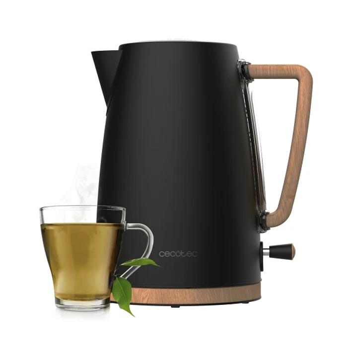 Cecotec ThermoSense 200 Woody Hervidor de Agua - 2200W - Capacidad de 1.7L - Acero Inoxidable - Filtro Antical - Base 360º - Ventana de Visualizacion  1