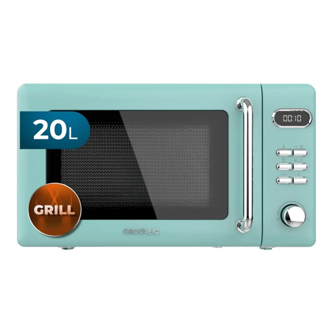 Cecotec Proclean 5110 Retro Green Microondas con Grill - 700W - Capacidad 20L - 5 Niveles - Bloqueo de Seguridad Infantil - Avisador Acustico - Color  1