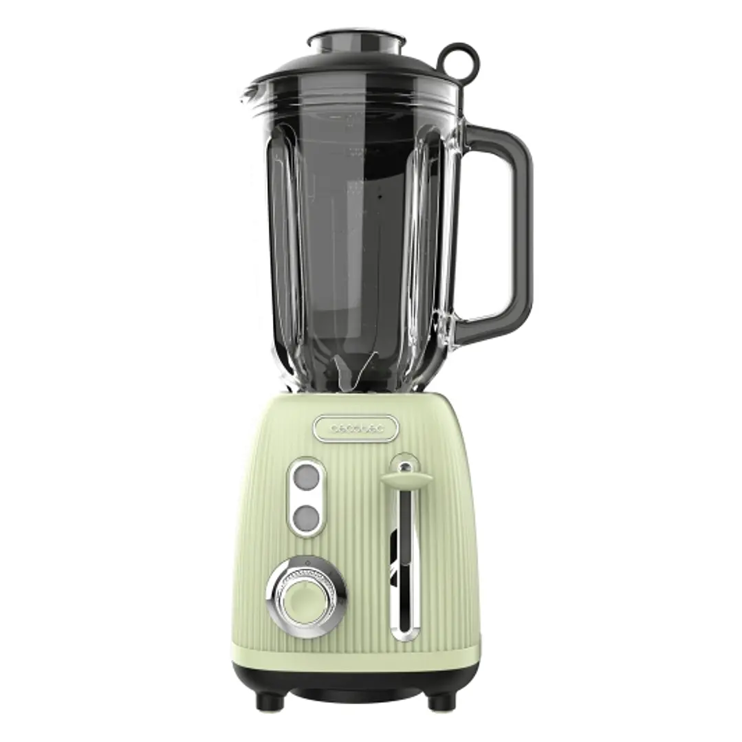 Cecotec Power Black Titanium RetroGreen Batidora de Vaso - 1200W - Jarra de 1.5L - Funcion Pulse - 4 Hojas Recubiertas de Titanio - Velocidad Ajustabl 1