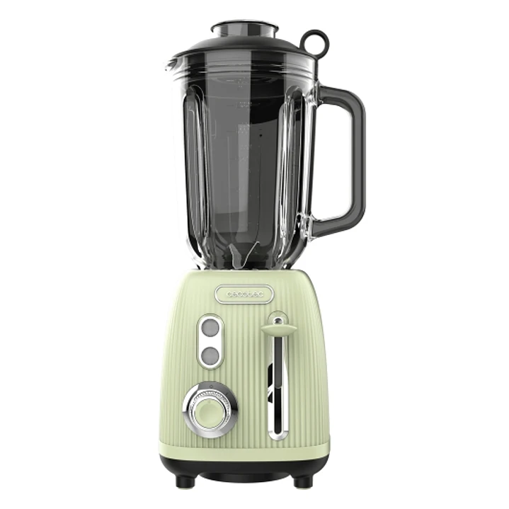 Cecotec Power Black Titanium RetroGreen Batidora de Vaso - 1200W - Jarra de 1.5L - Funcion Pulse - 4 Hojas Recubiertas de Titanio - Velocidad Ajustabl 1