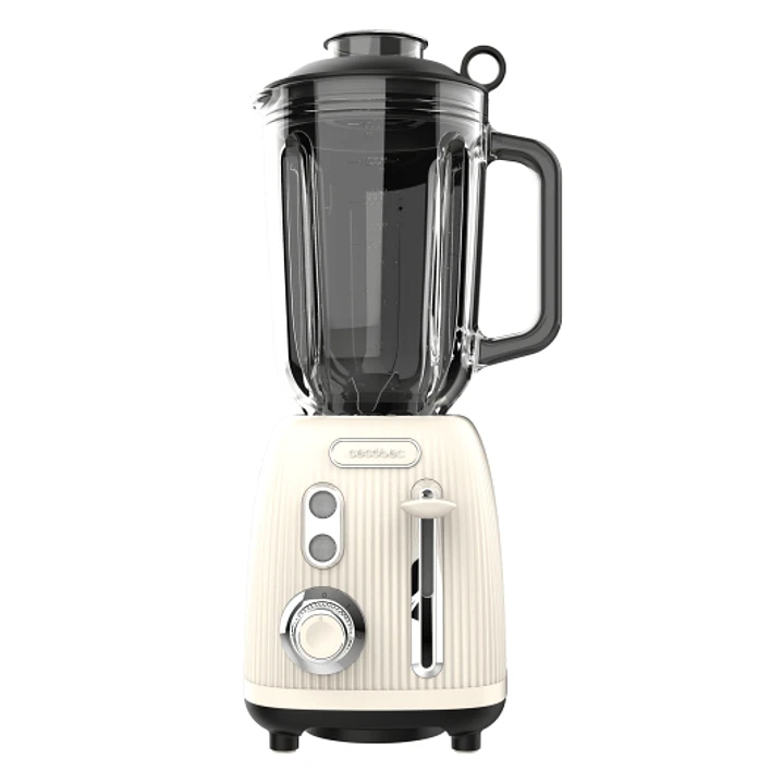Cecotec Power Black Titanium RetroBeige Batidora de Vaso - 1200W - Jarra de 1.5L - Funcion Pulse - 4 Hojas Recubiertas de Titanio - Velocidad Ajustabl 1