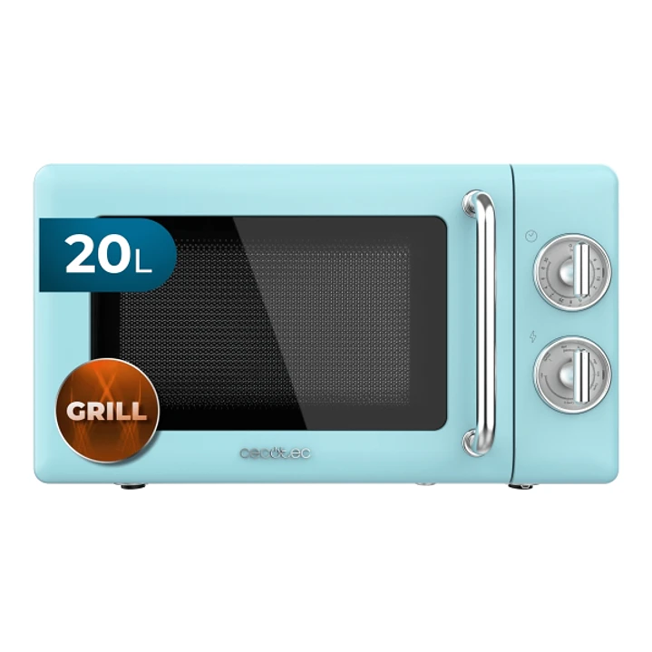 Cecotec Proclean 3110 Retro Blue Microondas con Grill - 700W - Capacidad 20L - 6 Niveles - Estilo Vintage - Avisador Acustico - Color Azul Claro 1