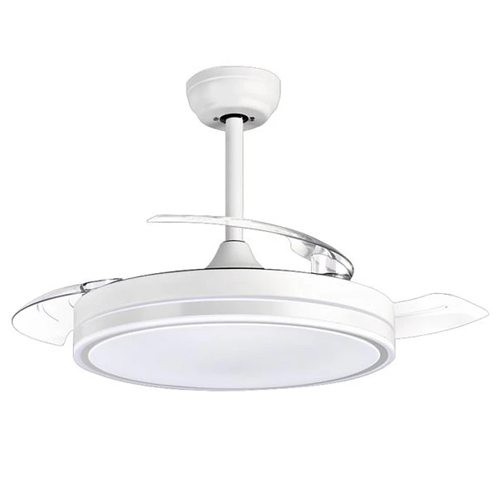 Muvip Ventilador de Techo Retractil - 30W - Luz LED Hasta 6000K - Temporizador - 6 Velocidades - Color Blanco 1