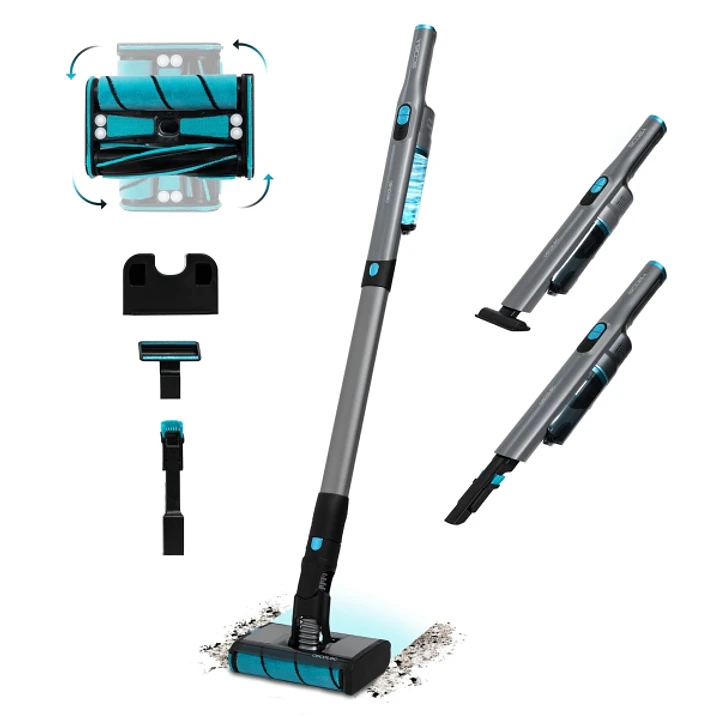 Cecotec Scoba 2100 Twice Aspiradora de Escoba Vertical 2 en 1 - 210W - 20KPa de Succion - Ultraligero - Autonomia hasta 45min - Accesorios Multifuncio 1