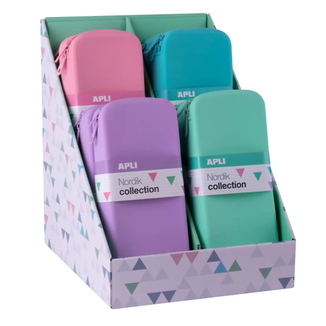 Apli Nordik Expositor de 8 Estuches de Silicona Ovalados - Resistentes al Agua - Medidas 225x45x105mm - Colores Surtidos 1