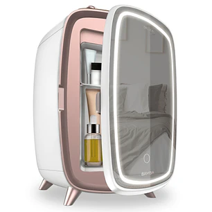 Cecotec CoolingBeauty 6000 Mirror Nevera para Cosmeticos con Espejo - 6L - Luz LED con 3 Intensidades - Silencioso - Enfriamiento hasta 10ºC - Asa Sup