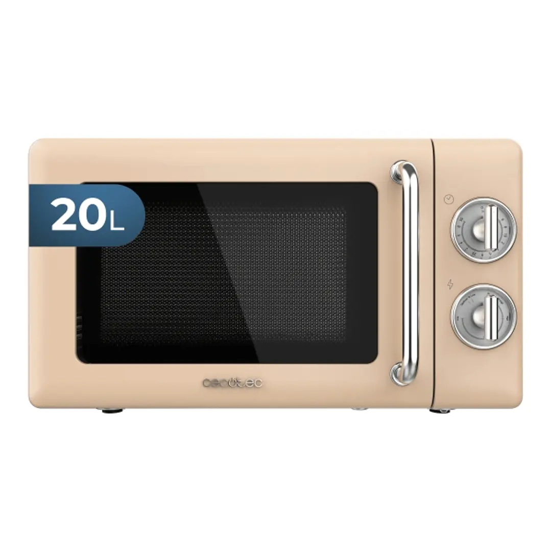 Cecotec Proclean 3010 Retro Beige Microondas - 700W - Capacidad 20L - 6 Niveles - Estilo Vintage - Avisador Acustico - Color Beige 1