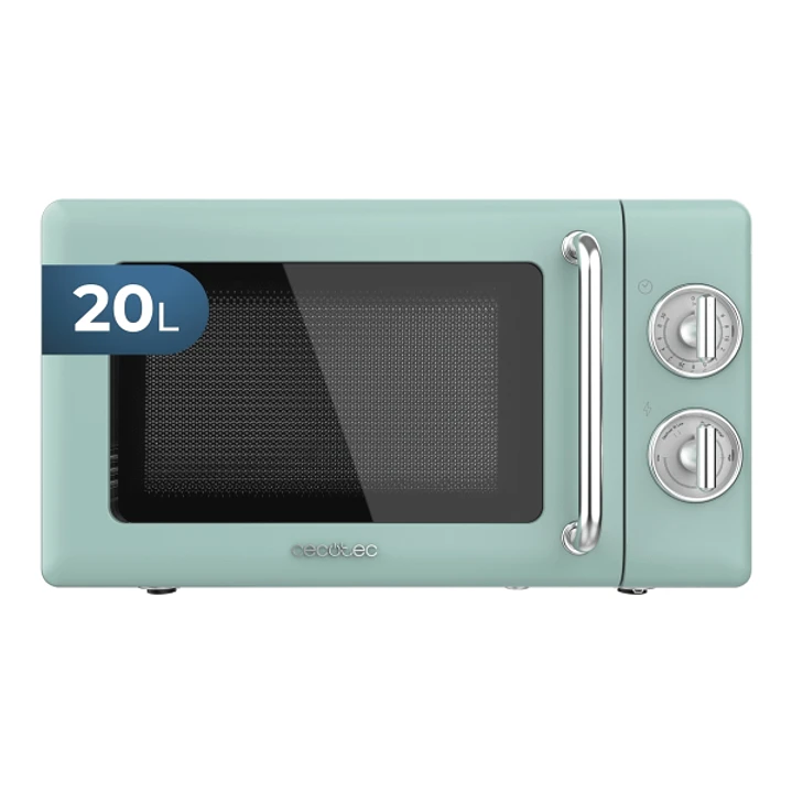 Cecotec Proclean 3010 Retro Green Microondas - 700W - Capacidad 20L - 6 Niveles - Estilo Vintage - Avisador Acustico - Color Menta 1