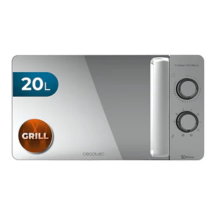 Cecotec Proclean 3160 Mirror Microondas - 700W - Capacidad 20L - Grill de 800W - Tecnologia 3DWave - Modo Descongelar - 6 Niveles - Avisador Acustico 