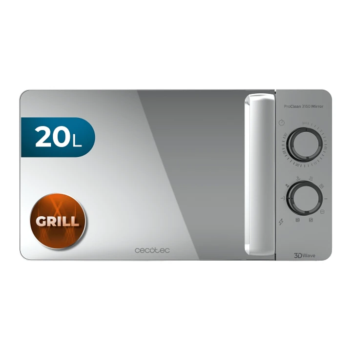 Cecotec Proclean 3160 Mirror Microondas - 700W - Capacidad 20L - Grill de 800W - Tecnologia 3DWave - Modo Descongelar - 6 Niveles - Avisador Acustico  1