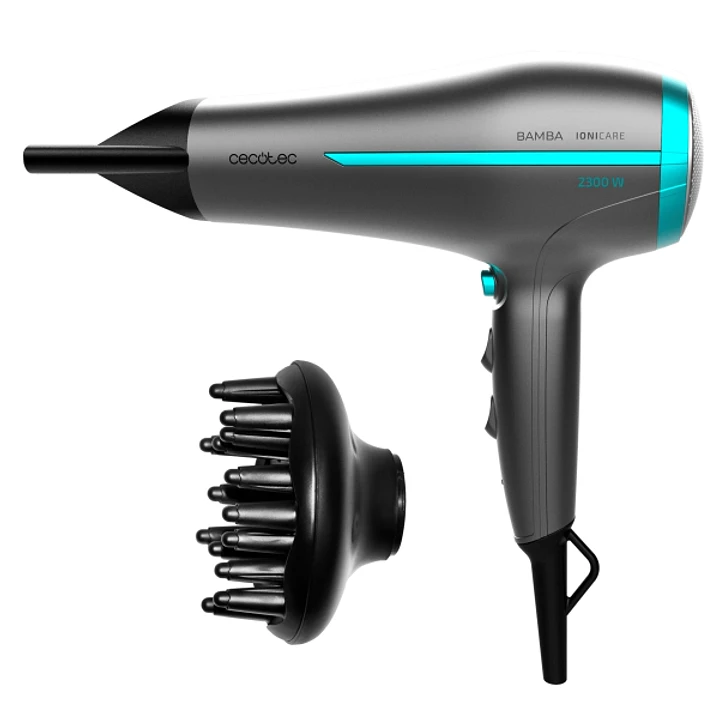 Cecotec IoniCare 5200 Aura Black Secador de Pelo - 2300W - Cable de 1.8m - Tecnologia con Iones - Boquilla de Precision - Difusor - 2 Velocidades - 3  1