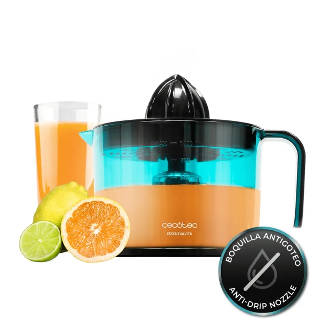 Cecotec EssentialVita Adjust Black Exprimidor Electrico - 40W - Filtro Regulador de Pulpa - 2 Conos Desmontables - Boquilla Antigoteo - Apto Lavavajil 1