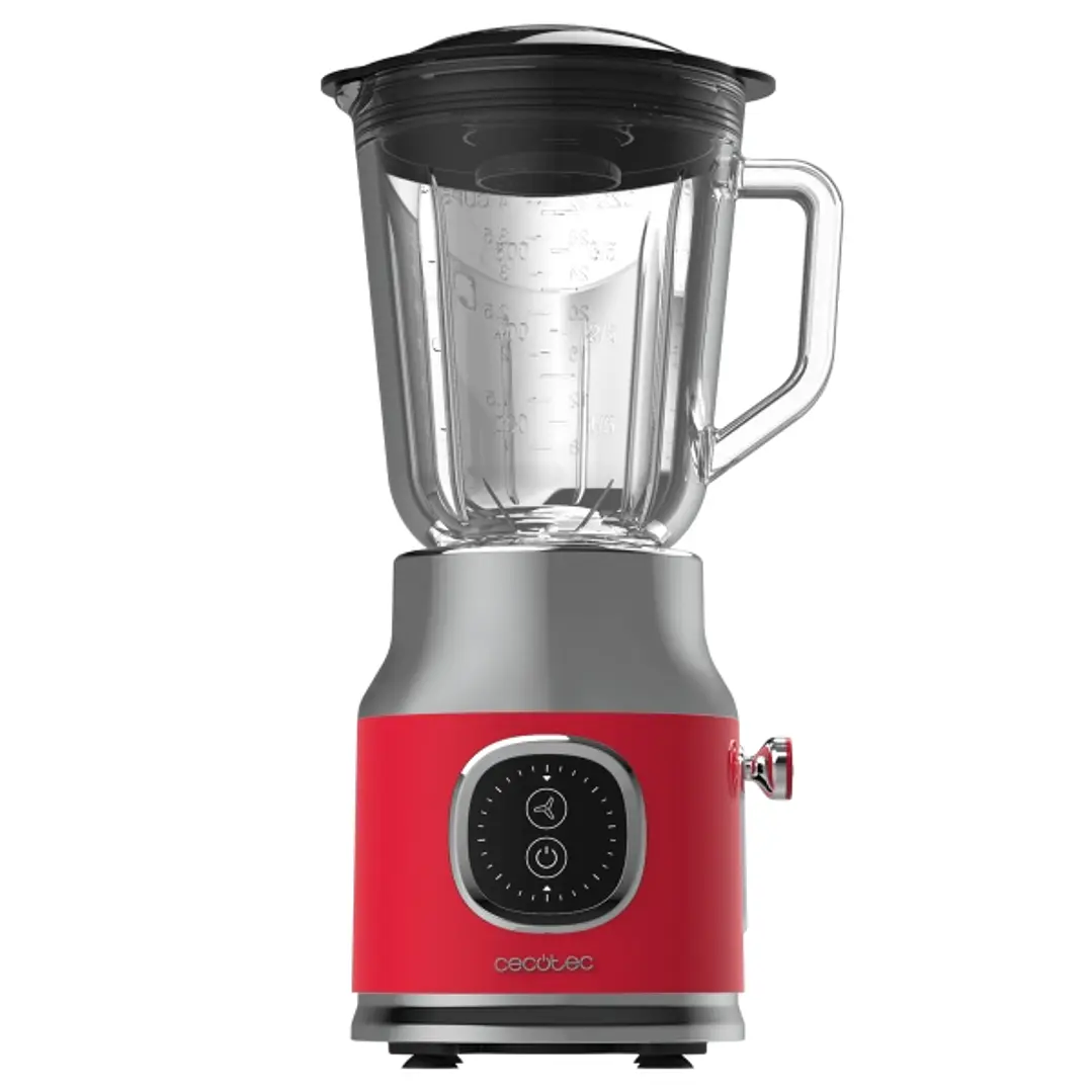 Cecotec RetroTwist Red Batidora de Vaso - 800W - Jarra de 1L - Funcion Pulse - 4 Hojas Recubiertas de Titanio - Color Rojo 1