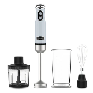 Cecotec Power RetroBlue 1200Max Cream and Crush Batidora de Mano - 1200W - Vaso de 0.5L - Accesorios Multifuncion - Campana Antisalpicadura - 4 Hojas 
