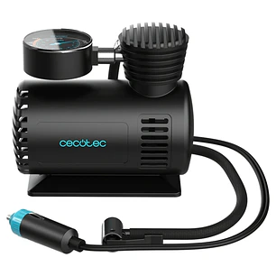 Cecotec CecoRaptor Perfect Pump Compresor de Aire Portatil - 250psi - Cable 2.8m - Enchufe 12V - 3 Adaptadores - Manguera 0.5m - Color Negro