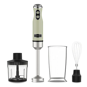 Cecotec Power RetroGreen 1200Max Cream and Crush Batidora de Mano - 1200W - Vaso de 0.5L - Accesorios Multifuncion - Campana Antisalpicadura - 4 Hojas