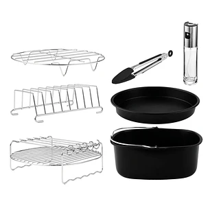Cecotec Cecofry Pack de 8 Accesorios para Freidora de Aire hasta 6.5L - Superficie Antiadherente - Apto para Lavavajillass - Libre de BPA - Color Surt
