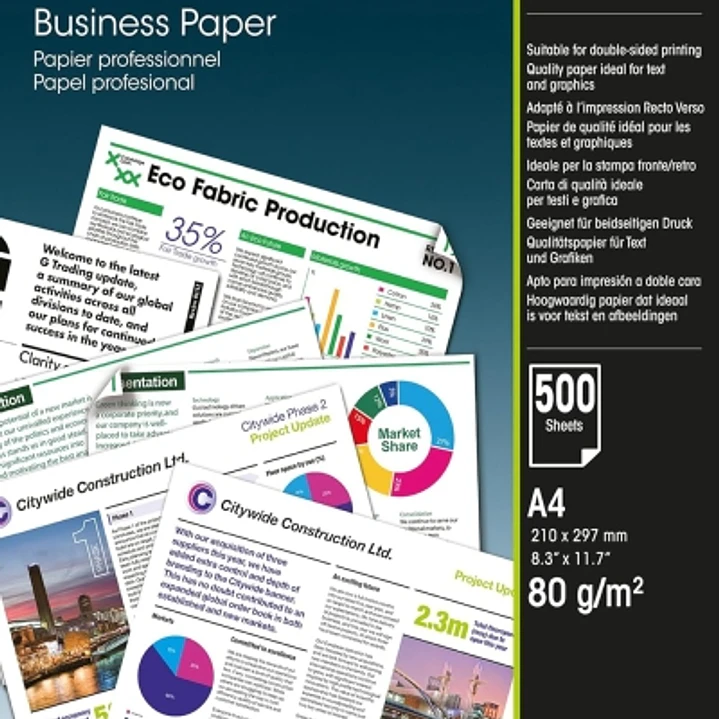 Epson Business Inkjet Papel A4 - 500 Hojas - Gramaje de 80g/m2 - Apto para Impresion a Doble Cara - Color Blanco 1