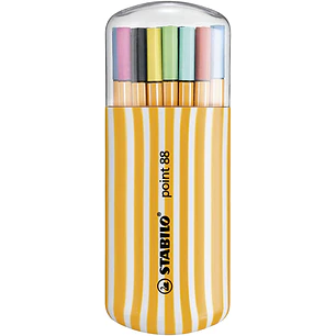 Stabilo Point 88 Zebrui Pack de 20 Rotuladores de Punta Fina de Fibra - Trazo de 0.4 mm - Tinta con Base de Agua - Colores Surtidos