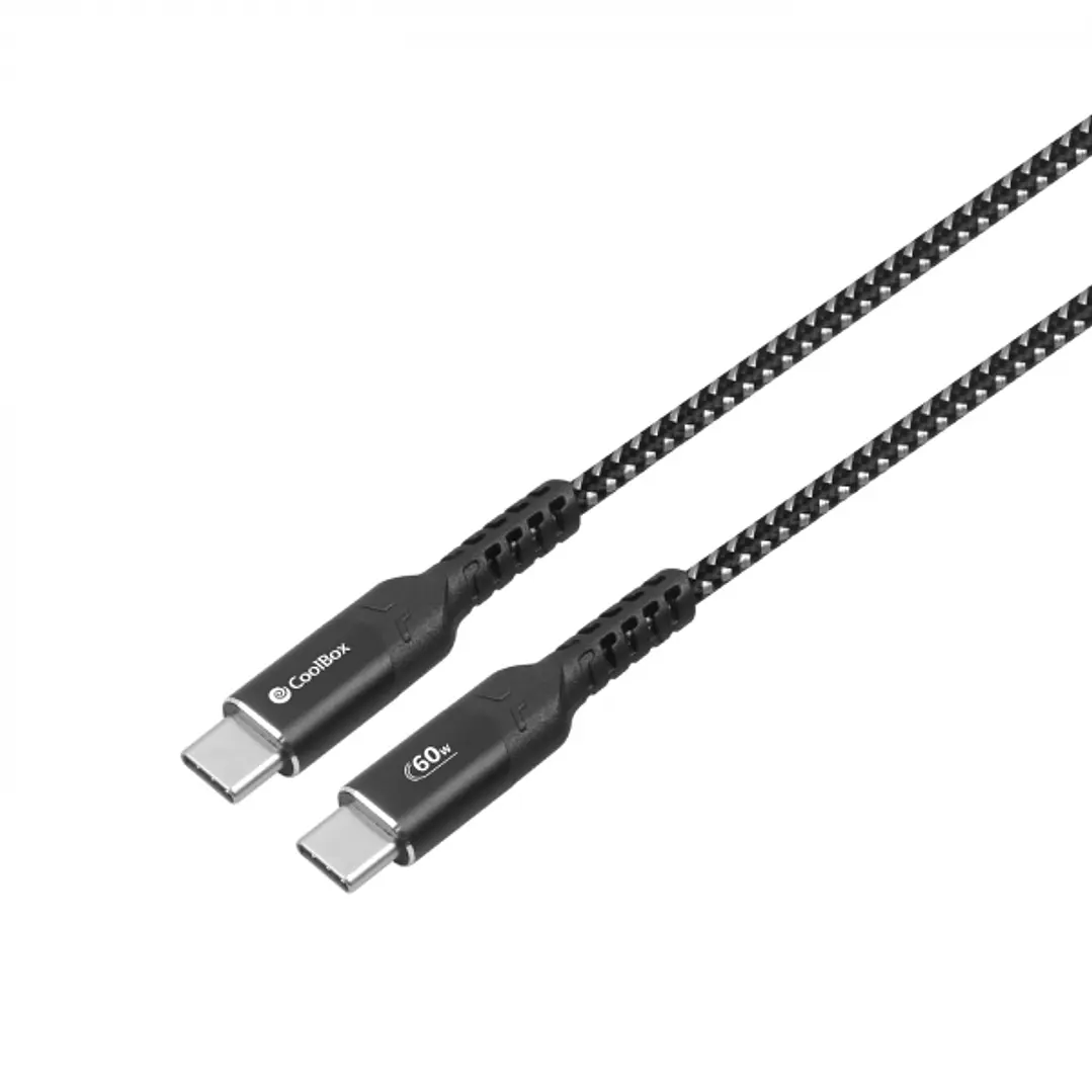 CoolBox Cable USB-C a USB-C 3.2 - 60W - Longitud 1,2m - Color Negro 1