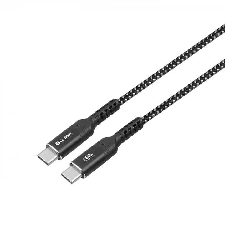 CoolBox Cable USB-C a USB-C 3.2 - 60W - Longitud 1,2m - Color Negro 1