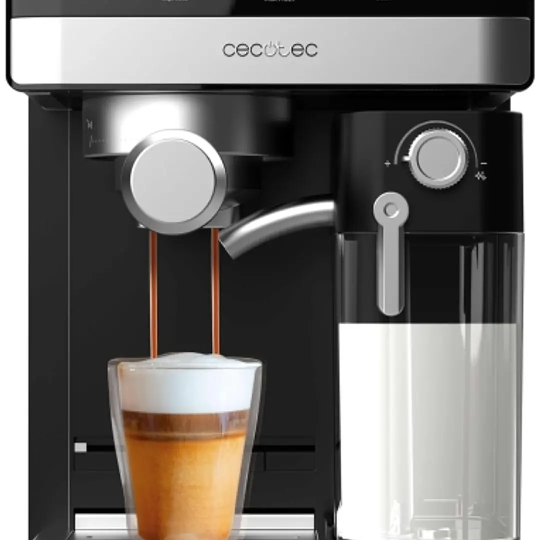 Cecotec Power Espresso 20 Touch & Cream Cafetera Espresso - Capacidad 1.8L - Presion 20bar - Deposito de Leche 500ml - Pantalla Tactil con Recetario - 1