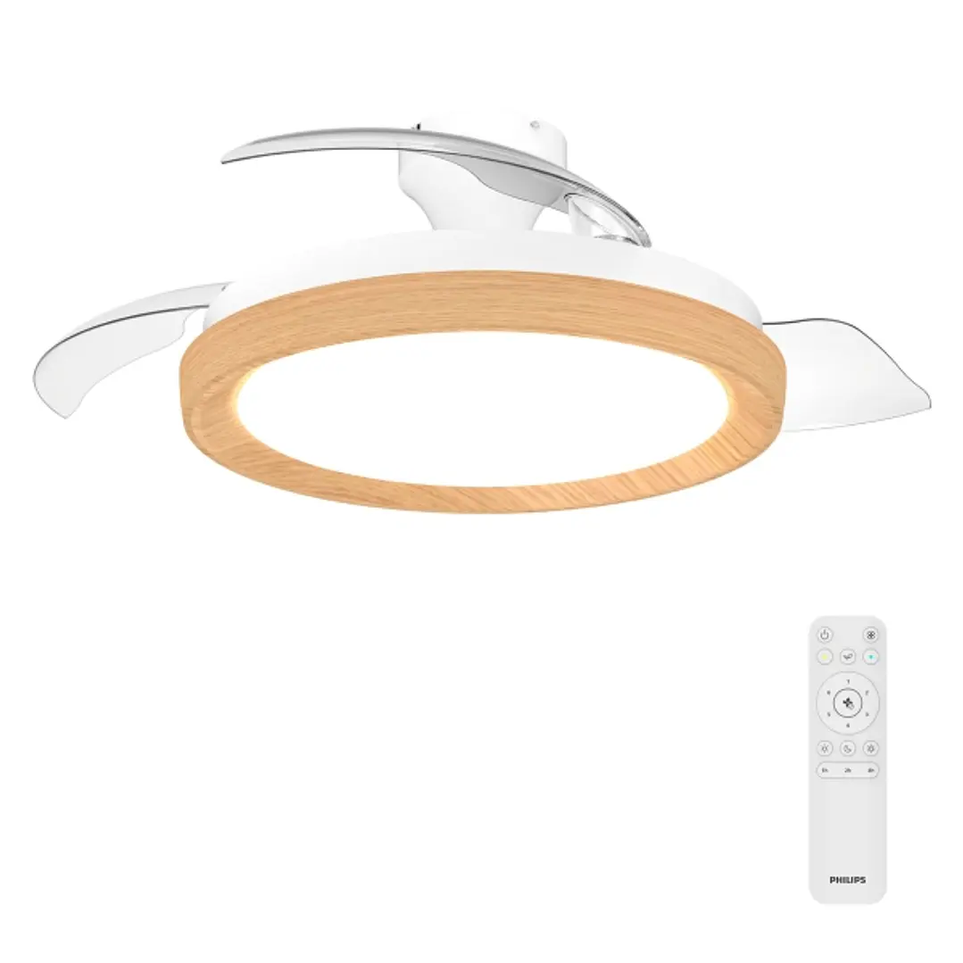 Philips Bliss DC Fan Ceiling Ventilador de Techo con Luz LED Hasta 6500K - Aspas Retractiles - 35W Ventilador + 28W Luz - Mando a Distancia - Color Bl 1