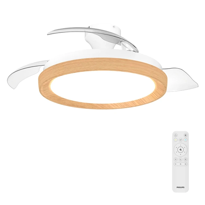 Philips Bliss DC Fan Ceiling Ventilador de Techo con Luz LED Hasta 6500K - Aspas Retractiles - 35W Ventilador + 28W Luz - Mando a Distancia - Color Bl 1