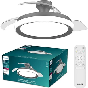 Philips Bliss DC Fan Ceiling Ventilador de Techo con Luz LED Hasta 6500K - Aspas Retractiles - 35W Ventilador + 28W Luz - Mando a Distancia - Color Ne