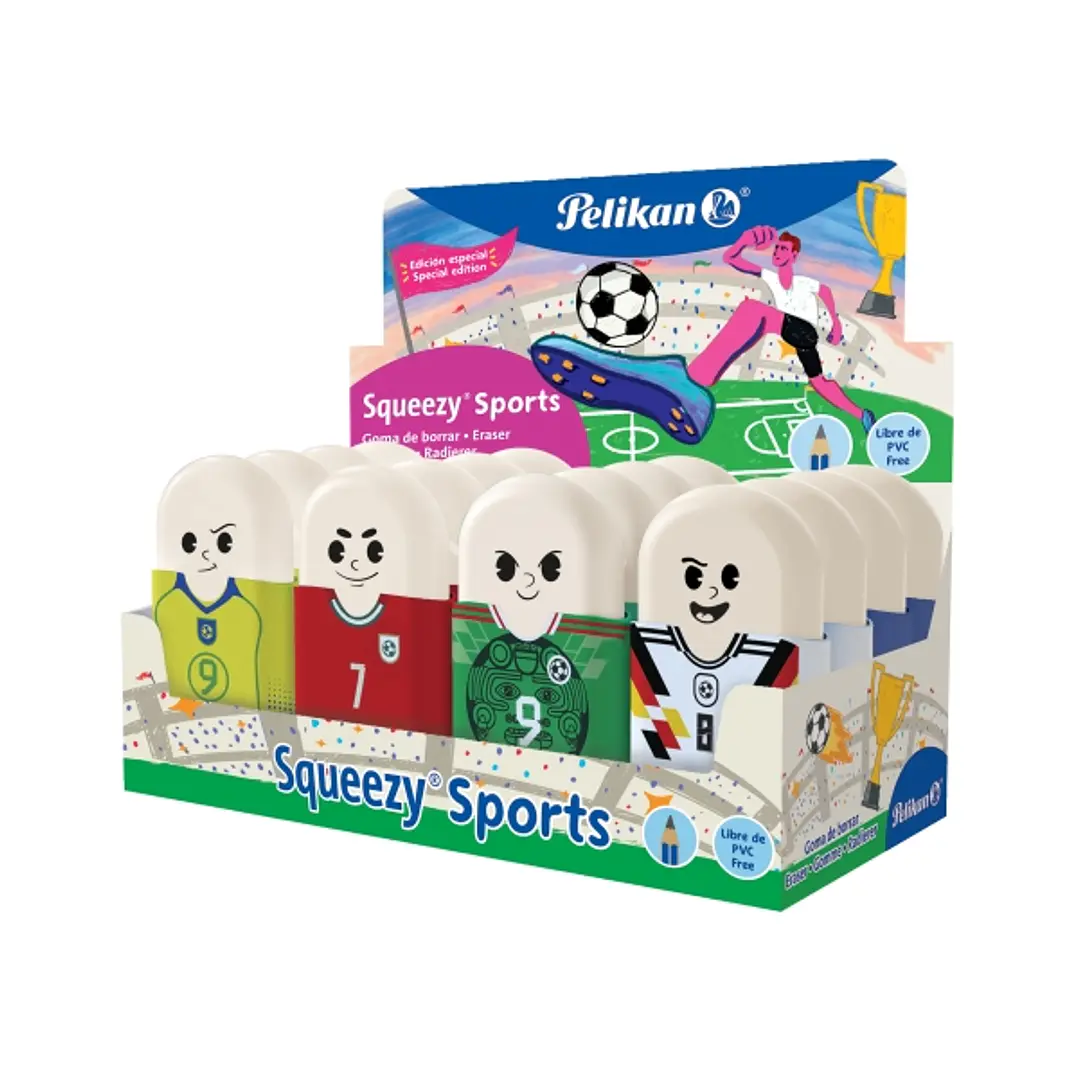Pelikan Squeezy Sports Goma de Borrar - Tematica de la Copa Mundial de la Fifa 2026 - Colores Surtidos 1