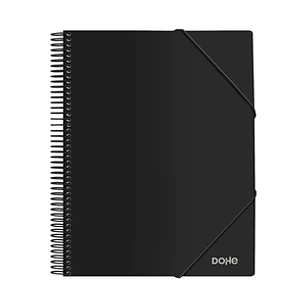 Dohe Carpeta con 40 Fundas Tamaño A4 - Tapa de Polipropileno Opaco 800 Micras - Fundas Transparentes 80 Micras - Espiral de Plastico Color y Gomas Ela