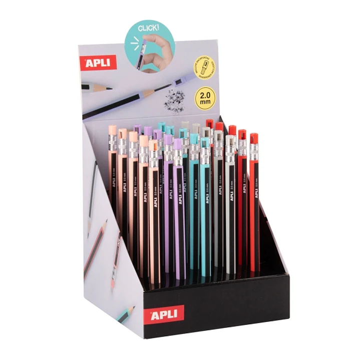 Apli Expositor con 25 Portaminas 2.0mm - Con Sacapuntas - Colores Surtidos 1