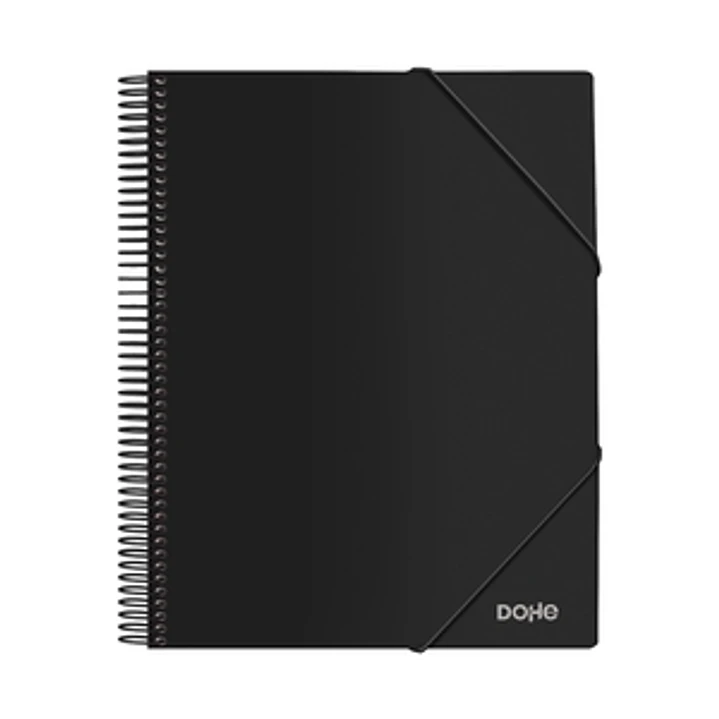 Dohe Carpeta con 30 Fundas Tamaño A4 - Tapa de Polipropileno Opaco 800 Micras - Fundas Transparentes 80 Micras - Espiral de Plastico Color y Gomas Ela 1