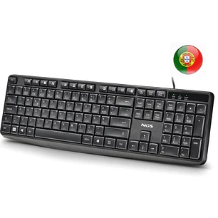 NGS Funky V4 Teclado USB - QWERTY Portugues - 12 Teclas Multimedia - Teclas de Membrana Silenciosas - Inclinacion Ajustable - Cable 1.5m - Color Negro
