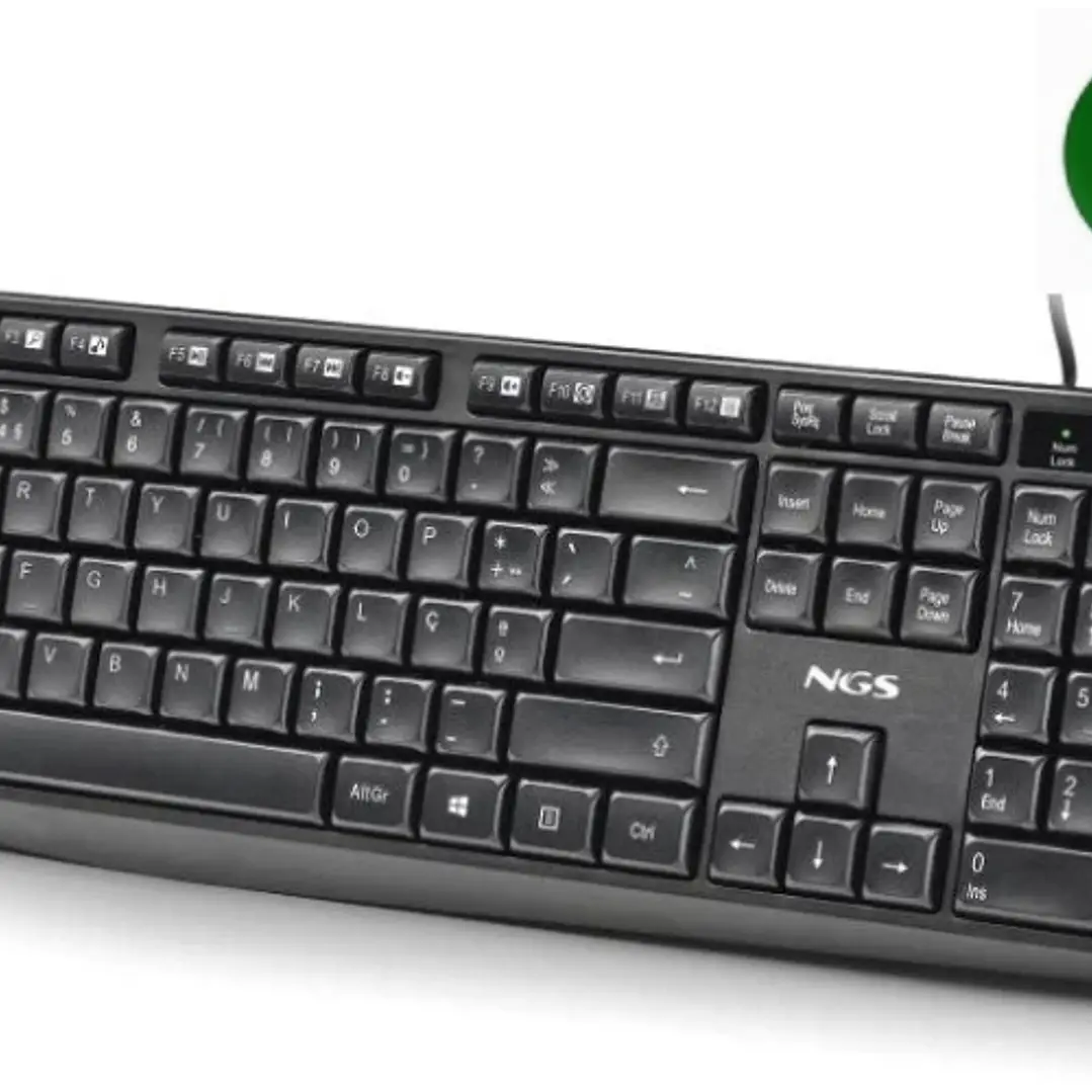 NGS Funky V4 Teclado USB - QWERTY Portugues - 12 Teclas Multimedia - Teclas de Membrana Silenciosas - Inclinacion Ajustable - Cable 1.5m - Color Negro 1