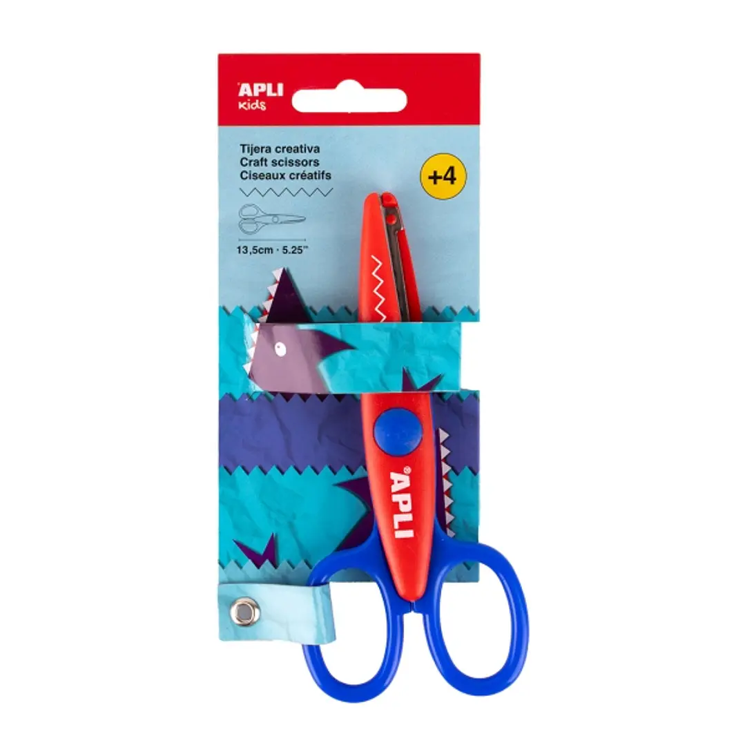 Apli Kids Tijera Escolar Creativa 13.5cm - Corte en Zig Zag - Color Rojo/Azul 1