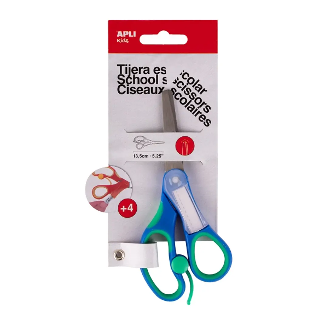 Apli Kids Tijera Escolar 13 cm - Punta Redondeada - Ergonomica - Espacio para el Nombre - Uso Ambidiestro - Color Azul 1