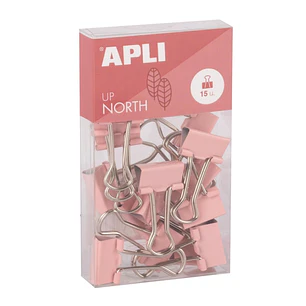 Apli Up North Pack con 15 Pinzas de Metal 19mm - Color Rosa