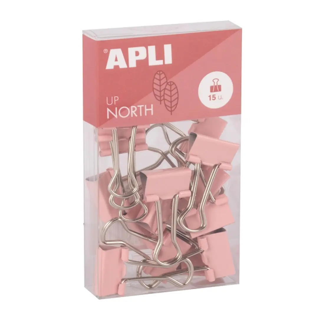 Apli Up North Pack con 15 Pinzas de Metal 19mm - Color Rosa 1