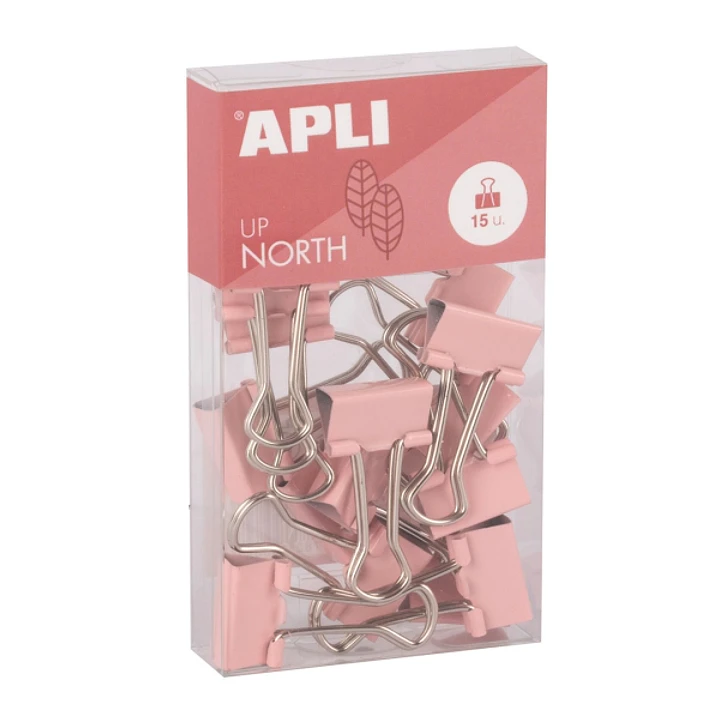 Apli Up North Pack con 15 Pinzas de Metal 19mm - Color Rosa 1