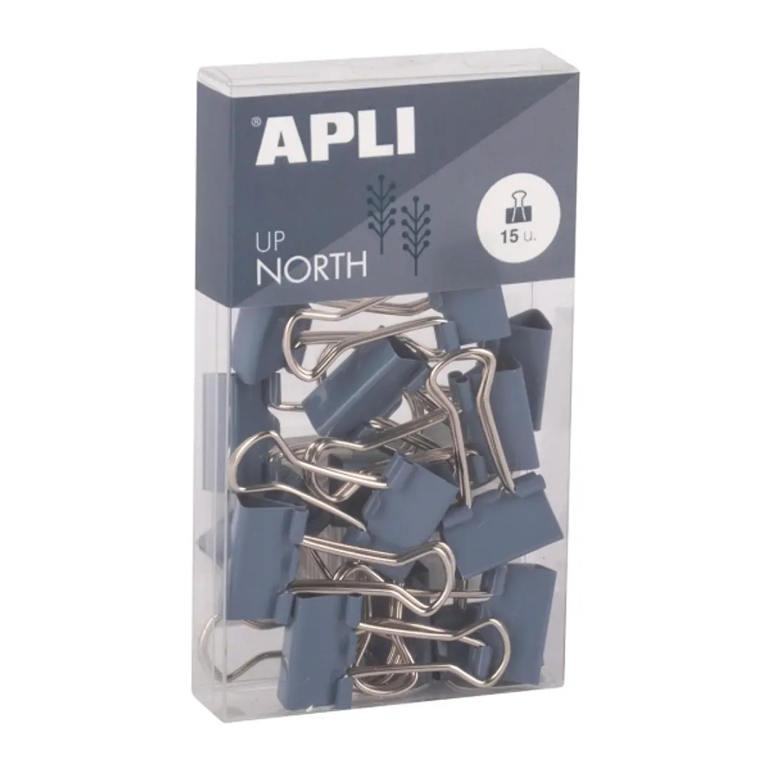Apli Up North Pack con 15 Pinzas de Metal 19mm - Color Azul 1