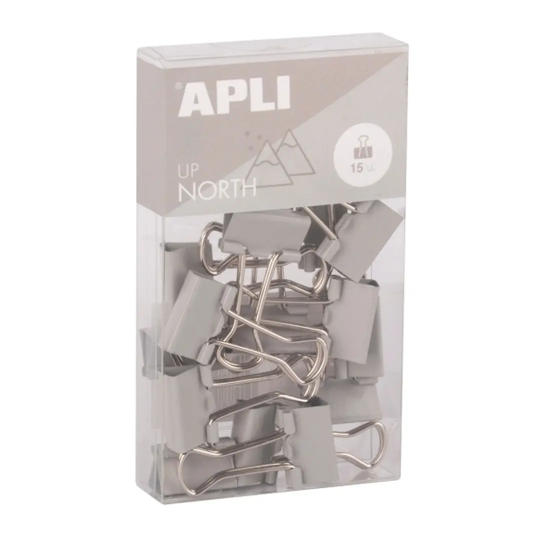 Apli Up North Pack con 15 Pinzas de Metal 19mm - Color Gris 1